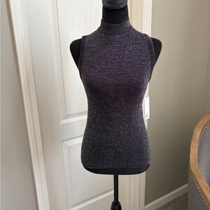 Women's Sleeveless Black and Silver Tank Top